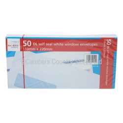 Envelopes DL Window White 110mm x 220mm 50 Pack